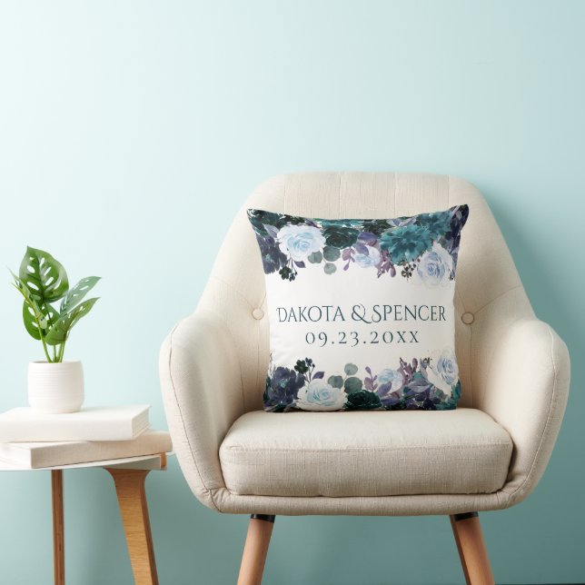 Cojín Decorativo Moody Boho | Verde azulado Boda Turquesa Floral Ga (Silla)