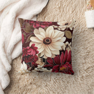 Cojín Decorativo Moody Burgundy y Cream Florals