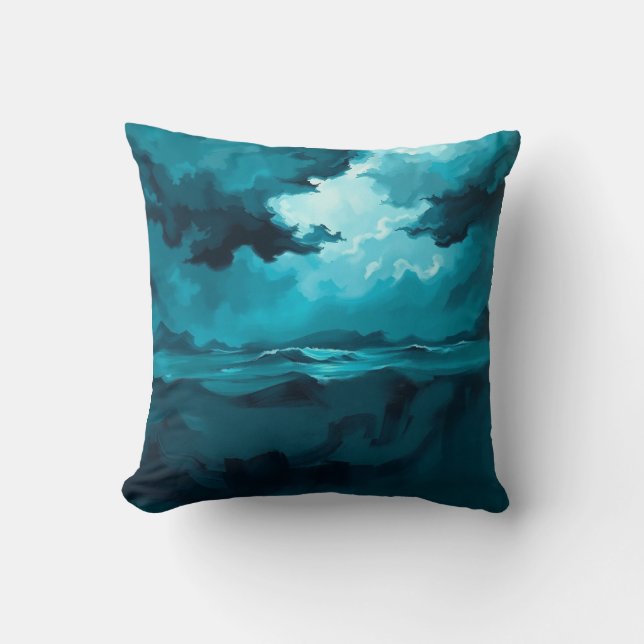 Cojín Decorativo Moody Ocean Waves Under Stormy Sky – Abstract Seas (Anverso)