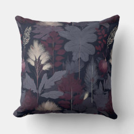 Cojín Decorativo Moody Plum Fig & Pampas Grass Pattern Throw Pillow