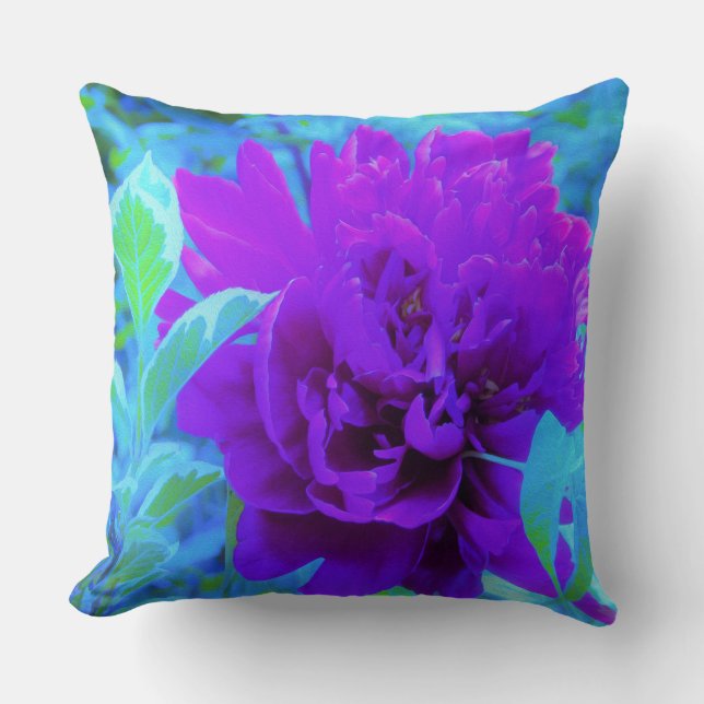Cojín Decorativo Moody Purple Peony con el hermoso follaje de Weige (Anverso)