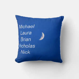 Cojín Decorativo Moon Blue nombres personalizados – Diseño de noche
