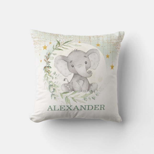 Cojín Decorativo Moon Elephant Greenery Gold Twinkle Little Star (Anverso)