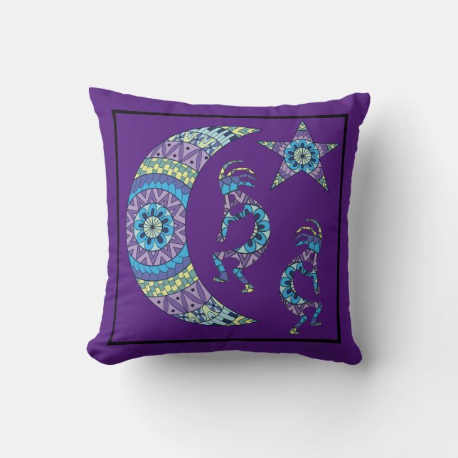 Cojín decorativo Moon Mandala Kokopelli (Anverso)