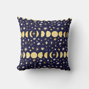 Cojín Decorativo Moon Phases Stars Vintage Background