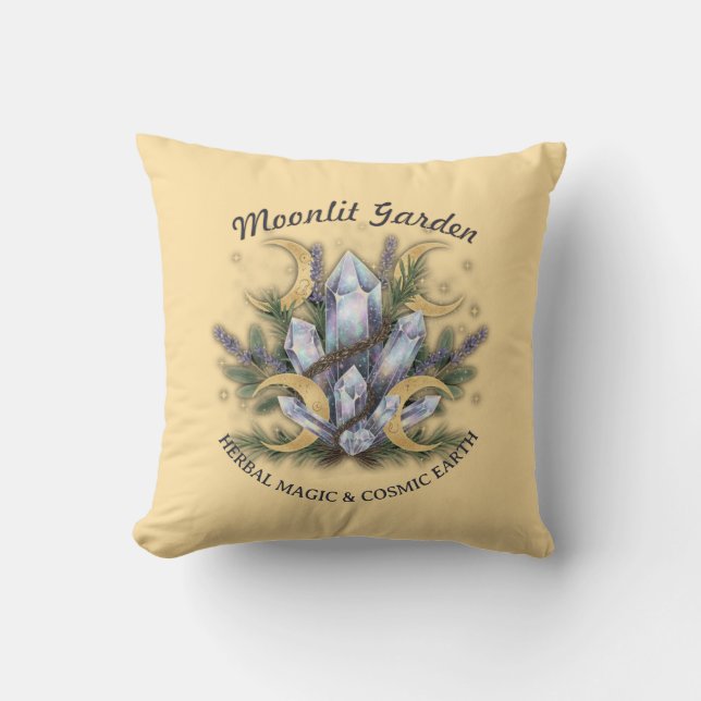 Cojín Decorativo Moonlit Garden Crystal Bouquet • Herbal Magic (Anverso)