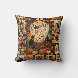 Cojín Decorativo Moonlit Harvest Vintage Halloween Patchwork
