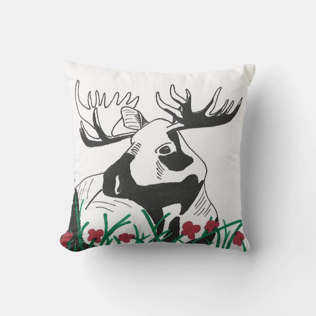 Cojín Decorativo Moose de flores silvestres rusas artísticas (Anverso)