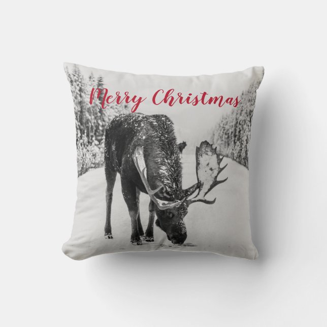 Cojín Decorativo Moose En Invierno En Navidades Snowy Road (Anverso)