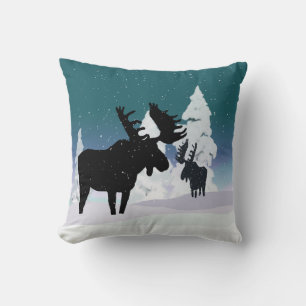 Cojín Decorativo Moose en la nieve de invierno