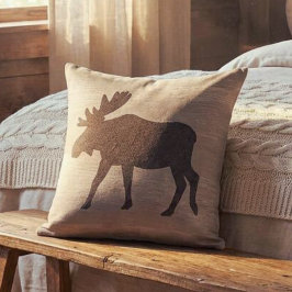 Cojín Decorativo Moose Silhouette Reversible Throw Pillow