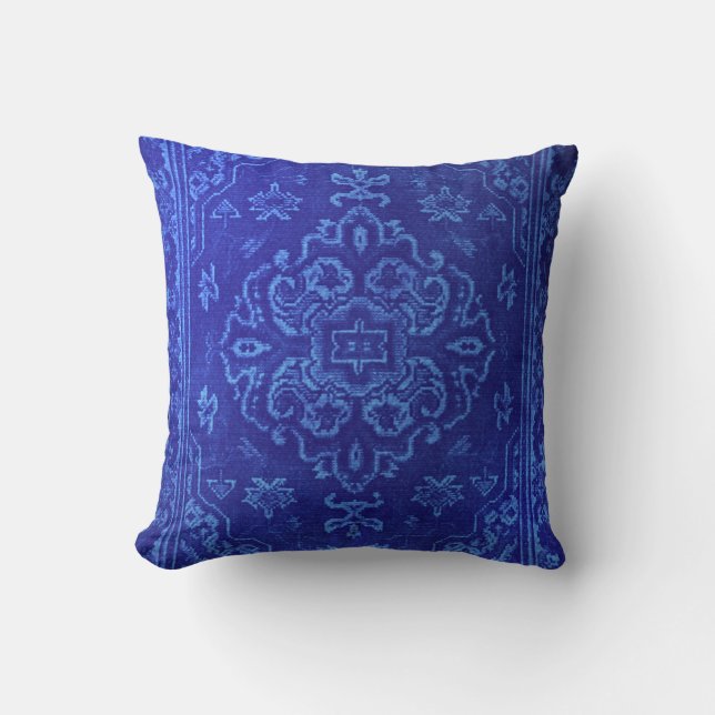 Cojín Decorativo Moqueta persa en azul (Anverso)