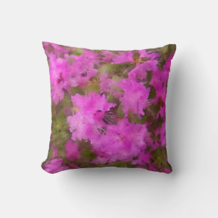 Cojín decorativo - Morado acuarela Rhododendron