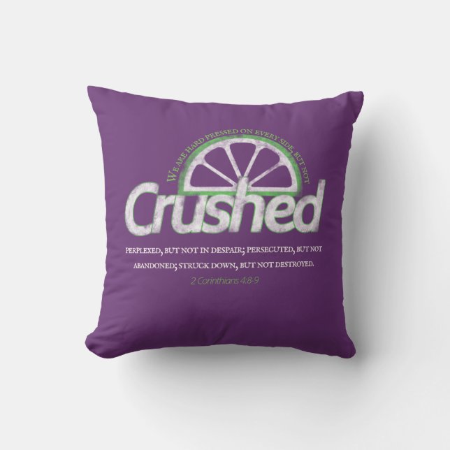 Cojín decorativo morado aplastado (Anverso)