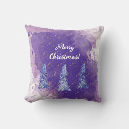 Cojín Decorativo Morado Árbol de Navidad Golden Snowflakes