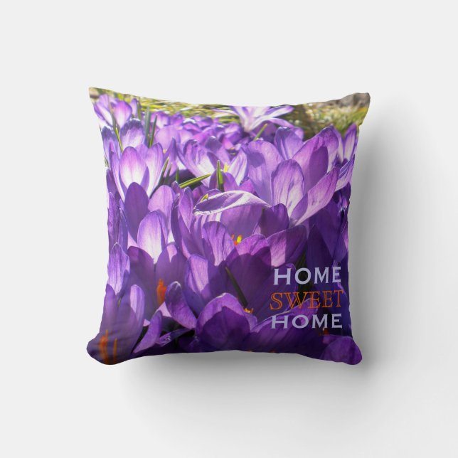 Cojín Decorativo Morado Crocus-Home Sweet Home Pillow *Personaliza* (Anverso)