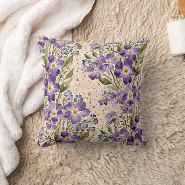 Cojín Decorativo Morado e índigo floral (Manta)