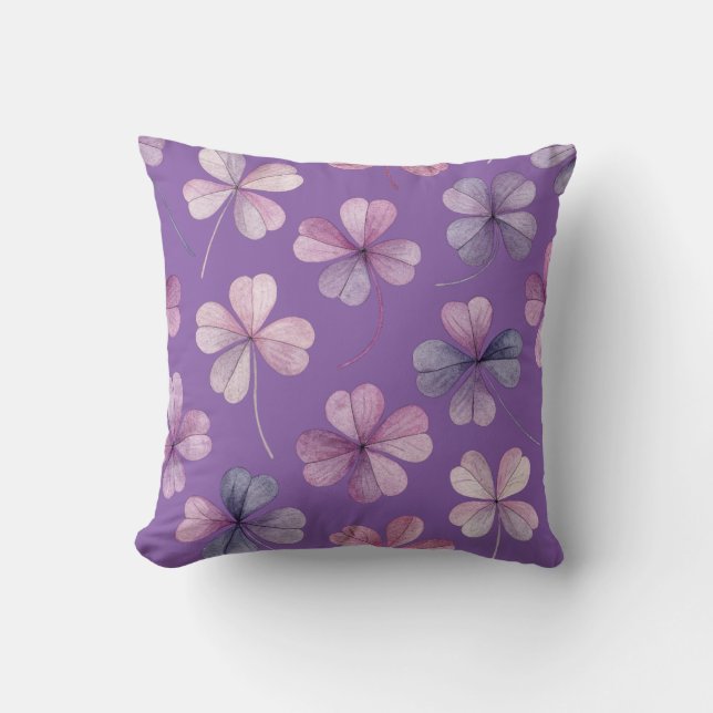 Cojín decorativo morado floral (Anverso)