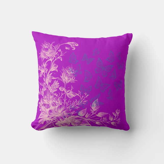 Cojín Decorativo Morado Floral Butterflies Livingroom (Anverso)