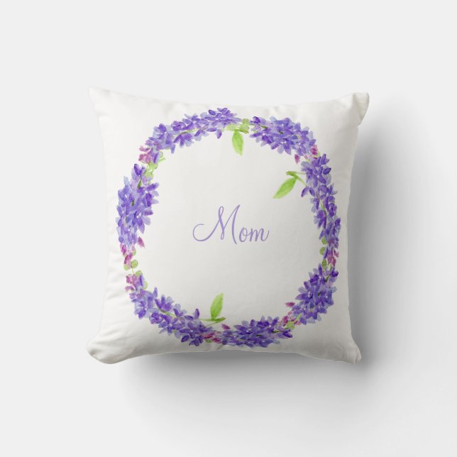 Cojín Decorativo Morado Floral | Mamá (Anverso)