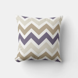 Cojín Decorativo Morado oscuro, marfil y chevron marrón
