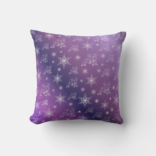 Cojín Decorativo morado, reno, estrella, estrellas, copo de nieve,  (Anverso)
