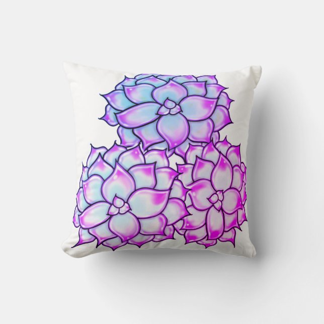 Cojín Decorativo Morado Suculento Bloom (Anverso)