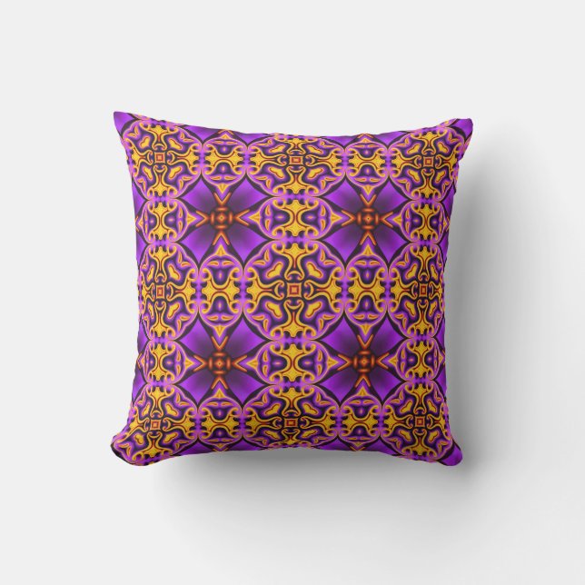 Cojín decorativo morado y amarillo (Anverso)