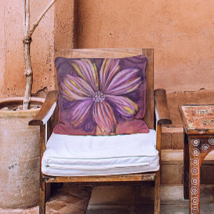 Cojín Decorativo Morado Y Oro Floral Acuarela Vibrante Negrita