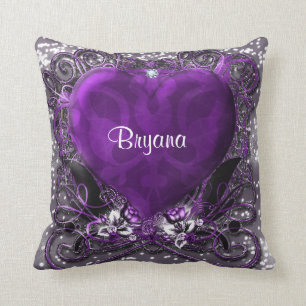 Cojín Decorativo Morado y plateado Corazón esparcen brillo glamour