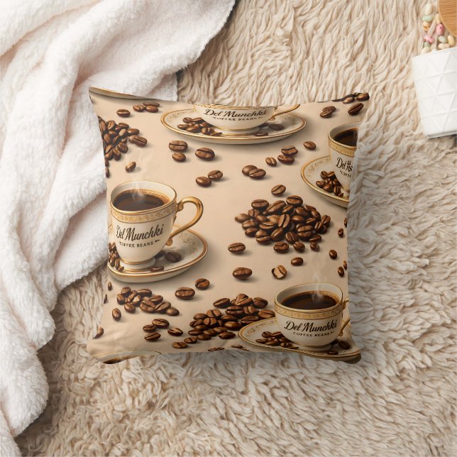 Cojín Decorativo Morning, sleepy coffee bean funny relatable coffee (Manta)