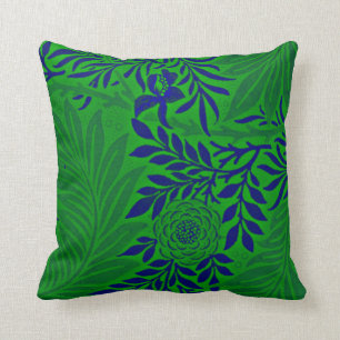 Cojín Decorativo Morris - Larkspur en verde vibrante y azul