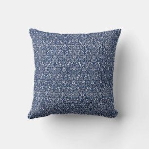 Cojín Decorativo Morris Vintage 1882 Fondo Azul Patrón Floral