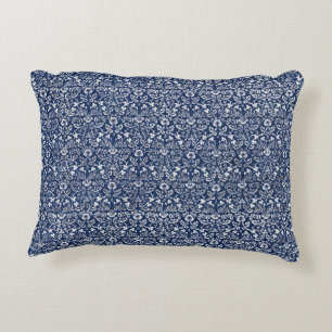 Cojín Decorativo Morris Vintage 1882 Fondo Azul Patrón Floral