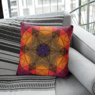 Cojín Decorativo Mosaic Kaleidoscope Flower Yellow and Purple