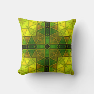 Cojín Decorativo Mosaic Kaleidoscope Plaza Verde y Amarillo