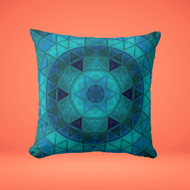 Cojín Decorativo Mosaic Mandala Flor Azul