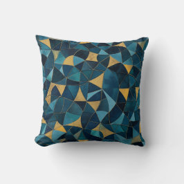 Cojín Decorativo Mosaico abstracto azul y oro