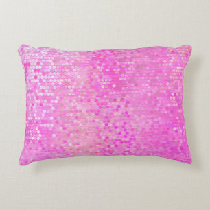 Cojín Decorativo Mosaico abstracto brillante rosa con brillo