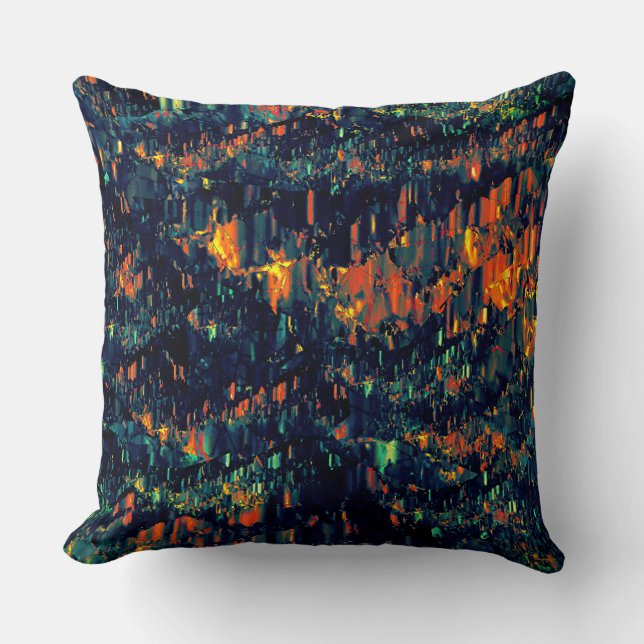 Cojín Decorativo Mosaico abstracto de fogata desplazada sobre verde (Anverso)