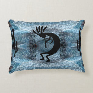 Cojín Decorativo Mosaico azul del desierto del suroeste de Kokopell