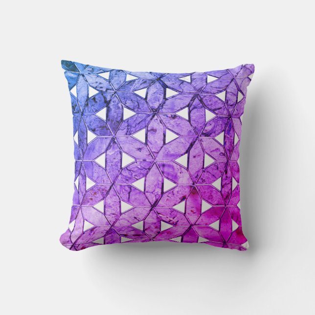Cojín Decorativo Mosaico azul morado rosa Flor de vida (Anverso)