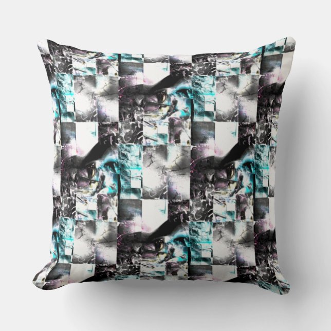 Cojín Decorativo Mosaico cuadrado de texturas desordenadas en plata (Anverso)