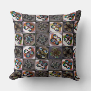 Cojín Decorativo Mosaico cuadrado parduzco de azulejos con dibujo d