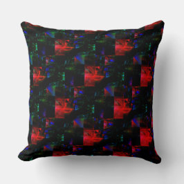Cojín Decorativo Mosaico cuadrado rojo sobre parches de color verde