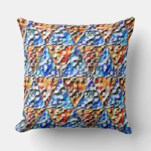 Cojín Decorativo Mosaico cuadrado y triangular, azul cian y naranja