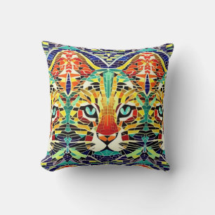 Cojín Decorativo Mosaico de gato voces de gatitos hermosas multicol