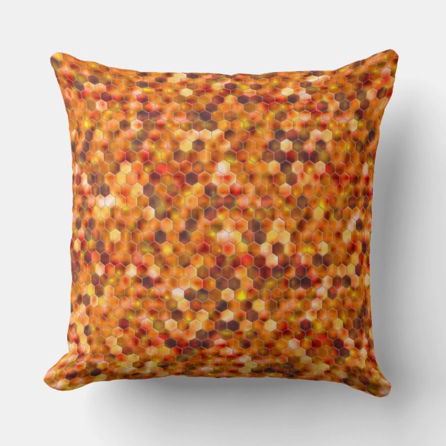 Cojín Decorativo Mosaico de hexágonos sobre manchas en tonos rojizo (Anverso)