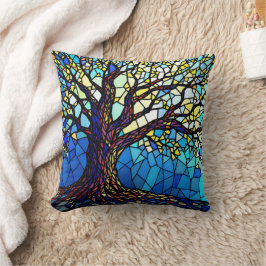 Cojín Decorativo Mosaico de Vidrio Roto del Árbol de la Vida