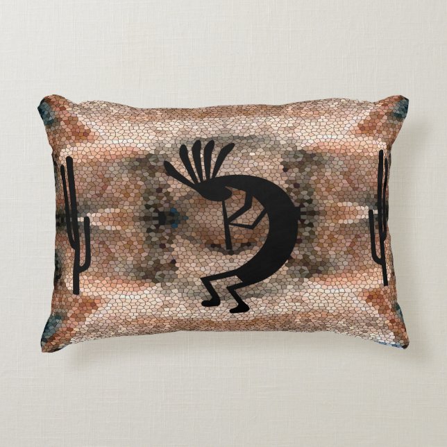 Cojín Decorativo Mosaico del desierto del suroeste de Kokopelli (Anverso)